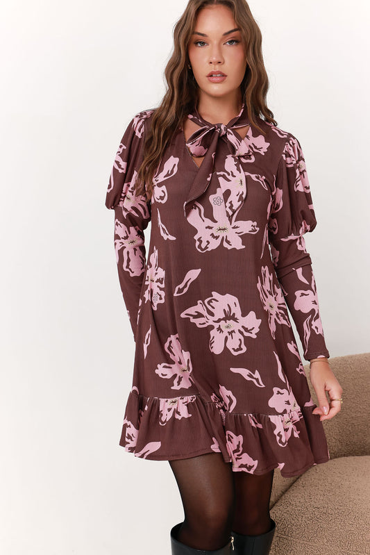 Vestido Julieta Cafe flores