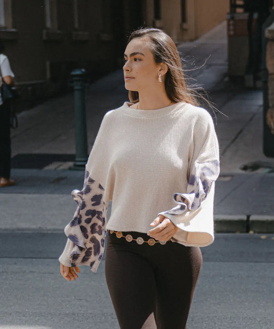 Sweater Freya beige leopardo