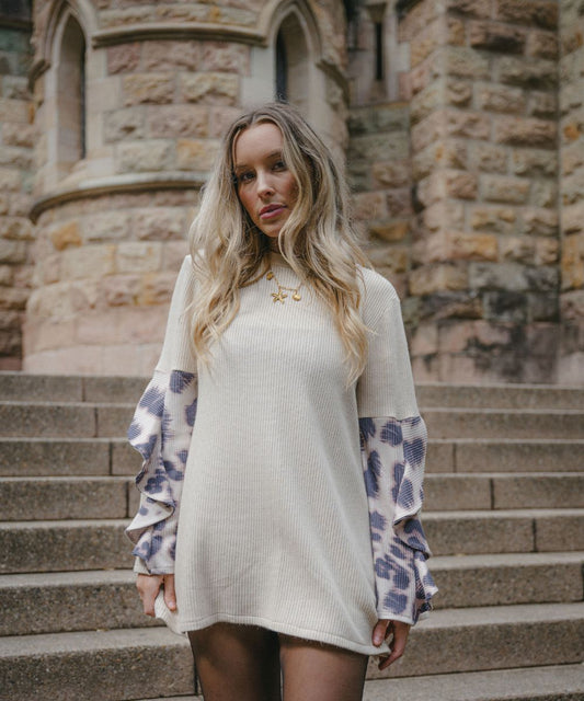 Vestido Amanda beige leopardo