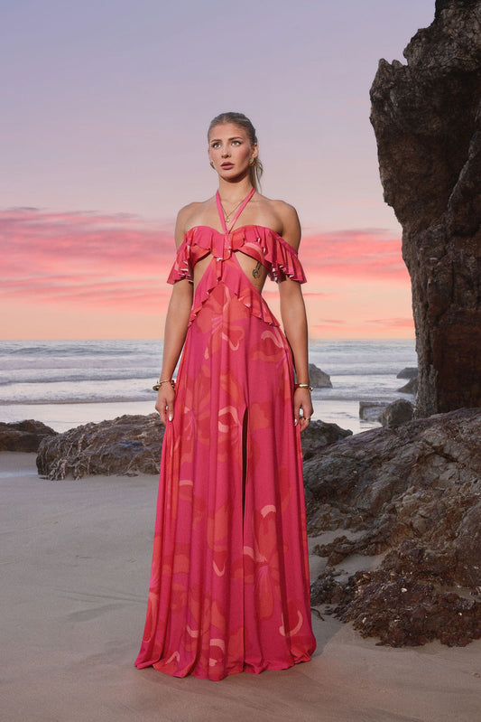 Vestido Julieta Fucsia flores