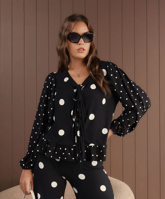 Sweater Olivia negro lunares