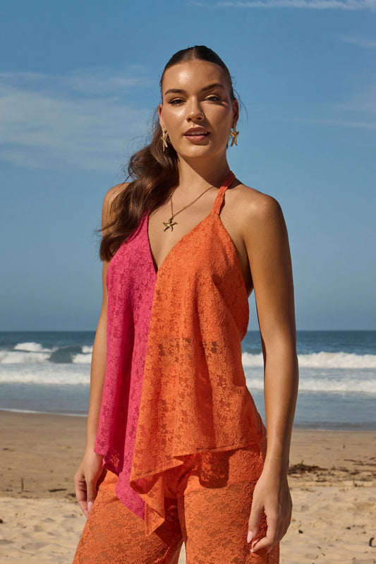 Top Frida fucsia/ naranjo