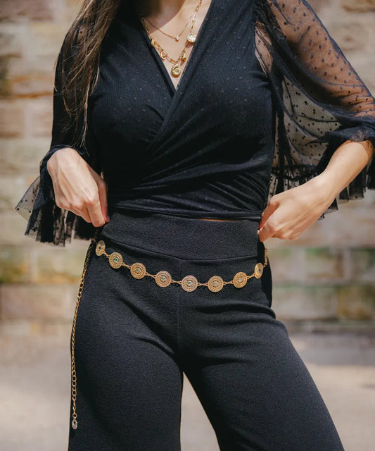 Cinturon Boho monedas doradas